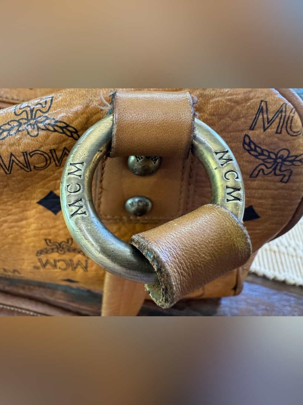 MCM Cognac Visetos Monogram dual-pocket satchel - Picture 13 of 17